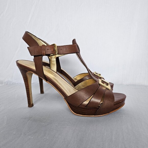 MARC FISHER Brown Stiletto Heels with Gold Accents, Women's Size 6M - Picture 5 of 11